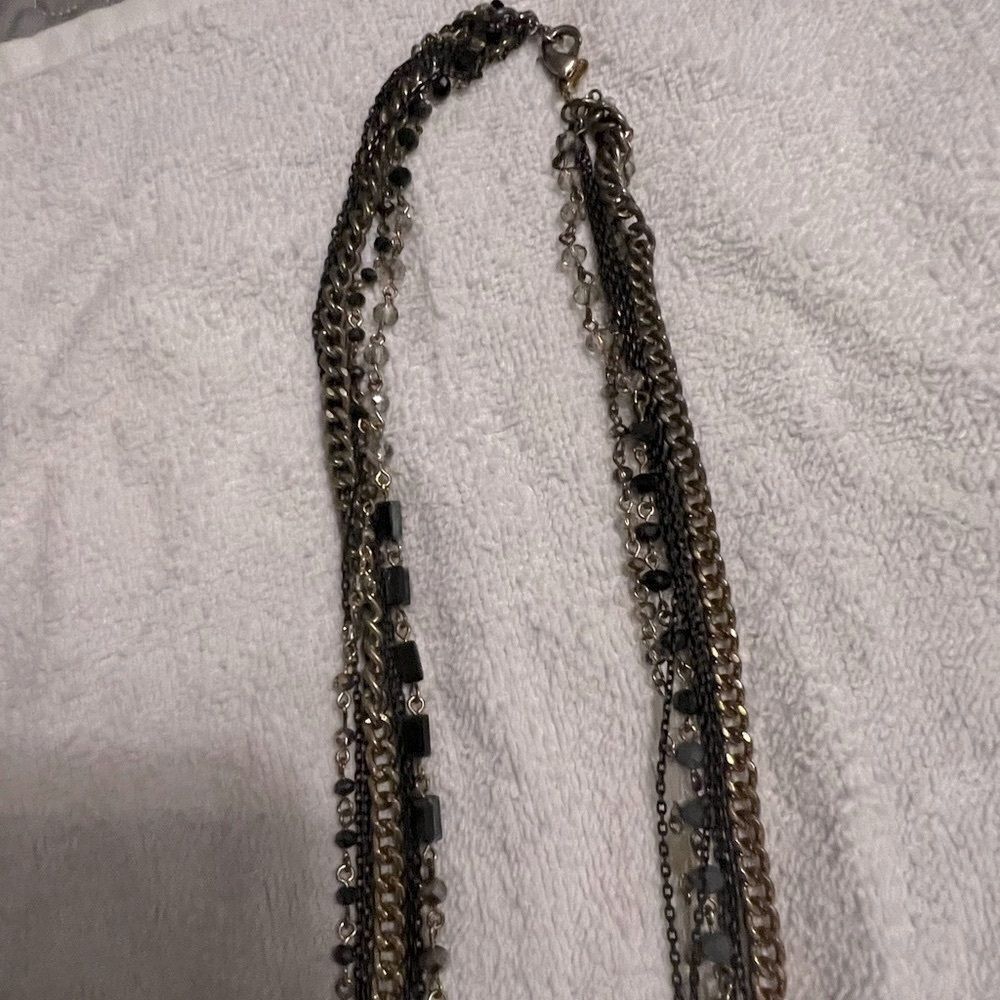 Express gold beaded long necklace. Lots of rows - Picture 4 of 7